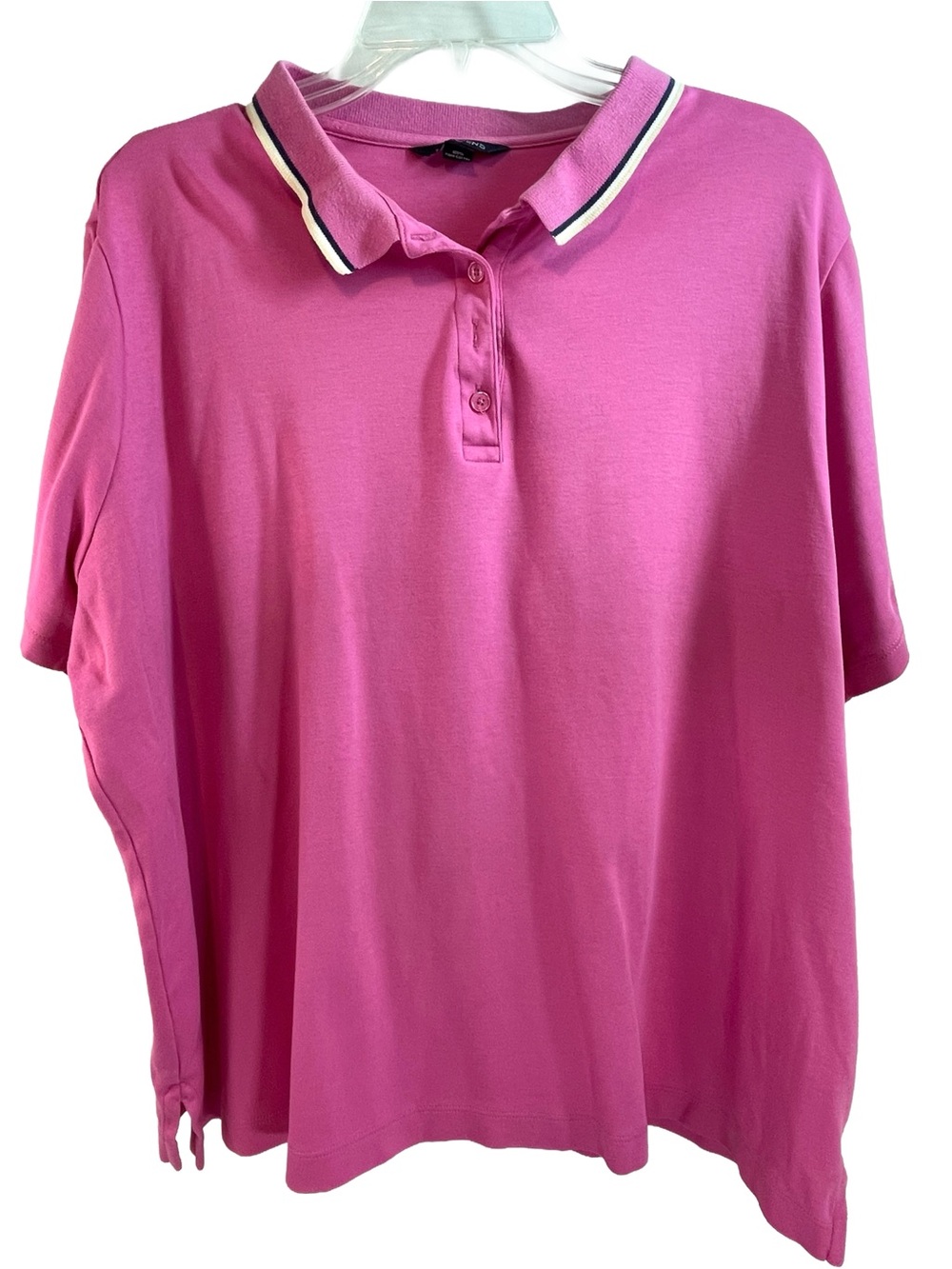 Lands' End Women’s Bright Pink Polo w/ Contrast Stripe Collar Size 2X - 20W-22W